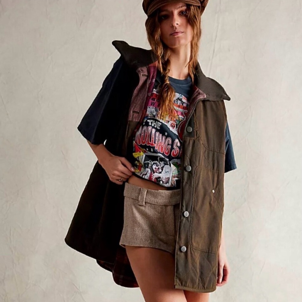 Free People Benny Waxed Vest Olive Size Small